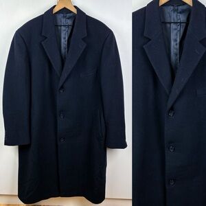 Ralph Lauren Wool Cashmere Blend Long Overcoat Pea Coat Solid Black 46L Mens